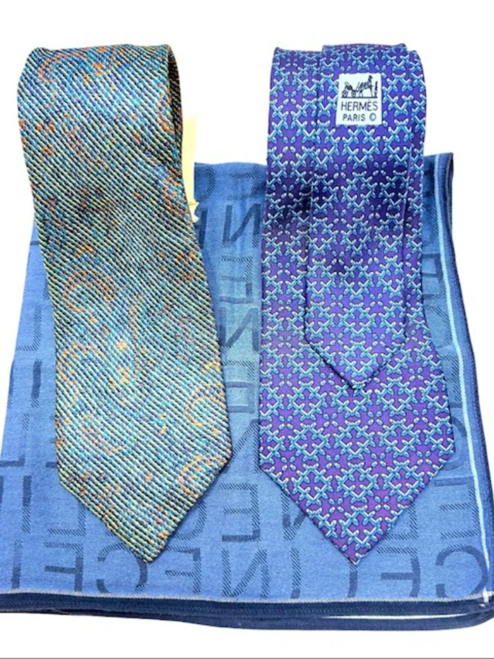 Set: 2 Classic Neck-Ties SilkHERMES Paris & MISSONI +1 Celine Handkerchief(71 - Picture 4 of 15
